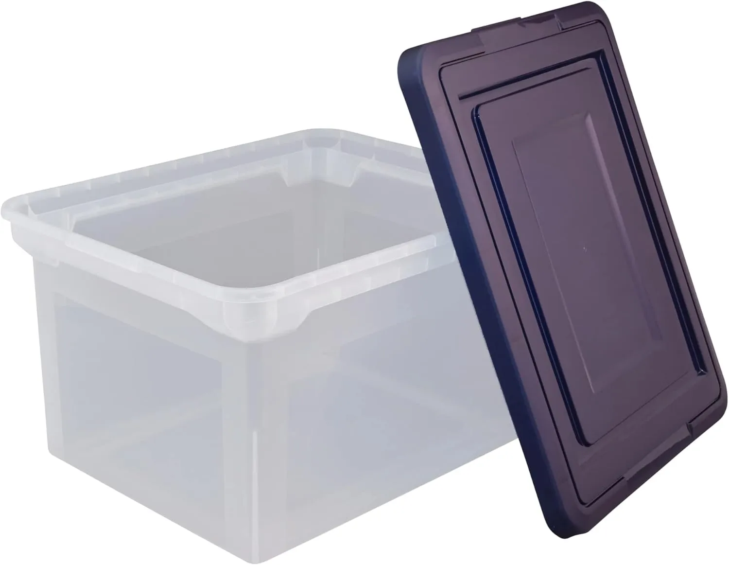 Office Depot Stackable File Tote Box, Letter/Legal, 18 x 14 1/8 x 10 13/16, Blue/Clear