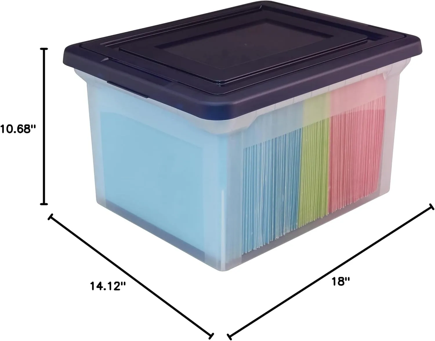 Office Depot Stackable File Tote Box, Letter/Legal, 18 x 14 1/8 x 10 13/16, Blue/Clear