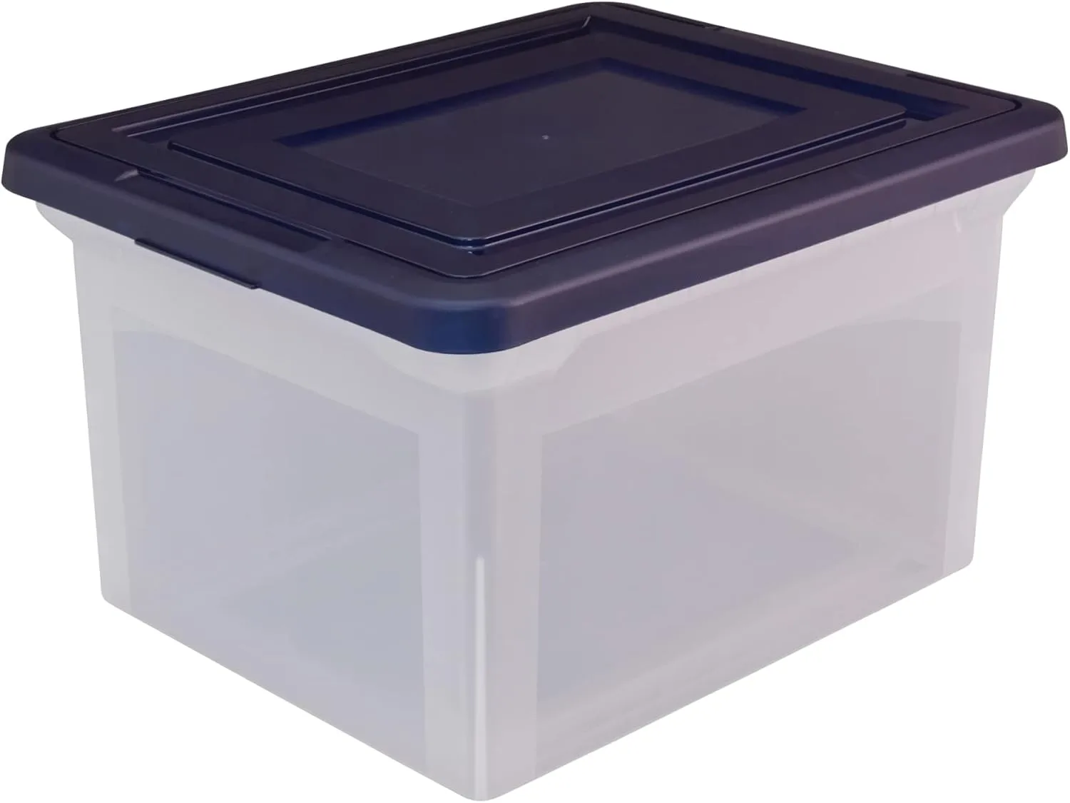 Office Depot Stackable File Tote Box, Letter/Legal, 18 x 14 1/8 x 10 13/16, Blue/Clear