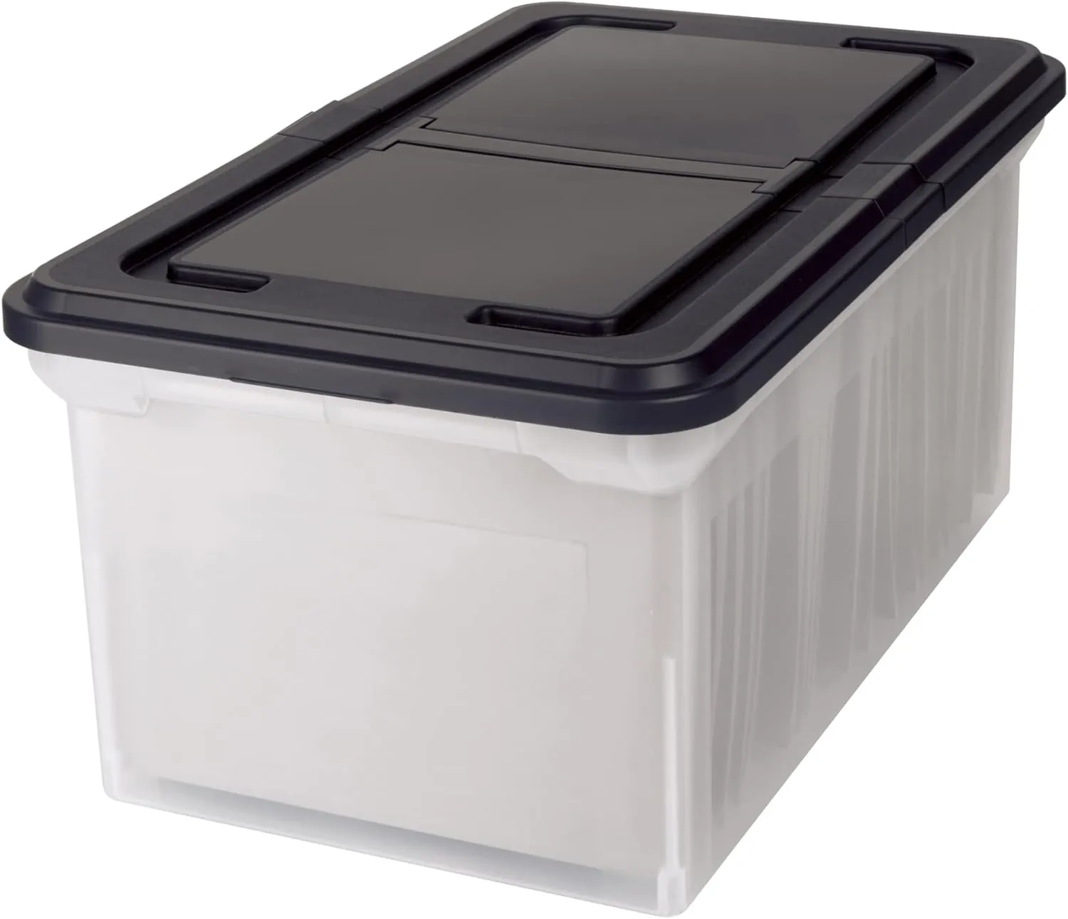 Office Depot Stackable File Tote Box, Letter Size, 23.37 x 14.25 x 10.87 in, Black/Clear