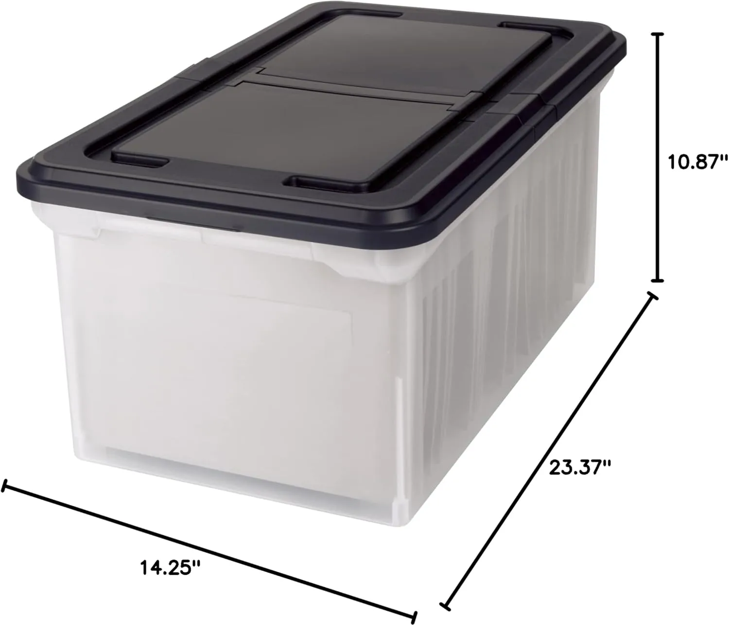 Office Depot Stackable File Tote Box, Letter Size, 23.37 x 14.25 x 10.87 in, Black/Clear