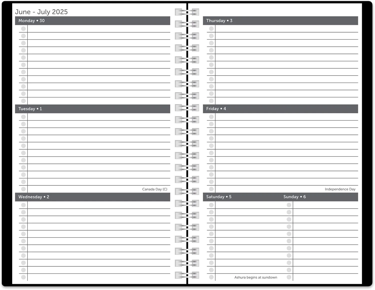 2025-2026 Office Depot® Brand Stellar Academic Weekly/Monthly Planner, 5-1/2" x 8-1/2", Black, July To June