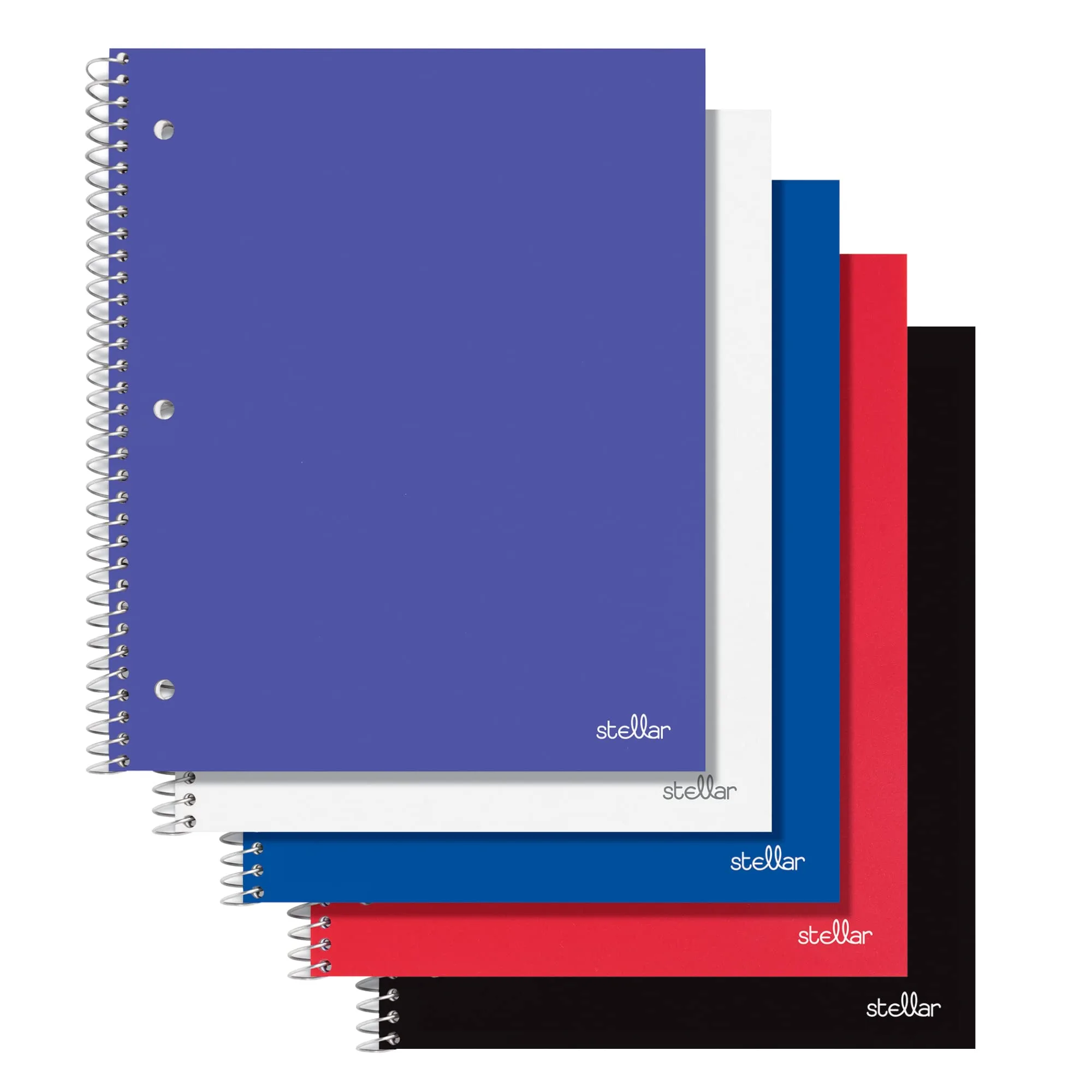 Office Depot® Brand Stellar Poly Notebook, 8-1/2" x 11", 1 Subject, College Ruled, 80 Sheet, Assorted Colors, Pack Of 5