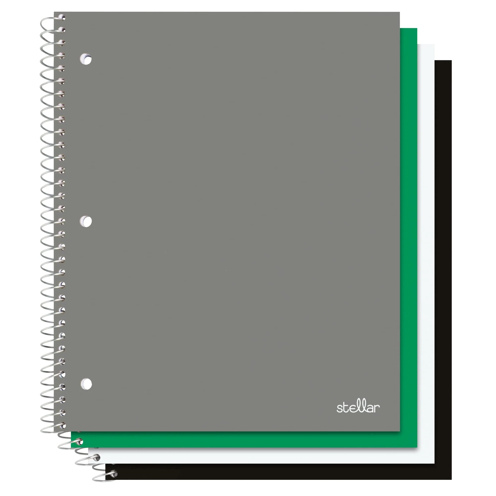 Office Depot® Brand Stellar Poly Notebooks, 8" x 10-1/2", 1 Subject, Wide Ruled, 100 Sheets, Assorted Colors, Pack Of 4 Notebooks