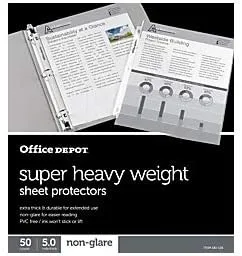 Office Depot Super Heavyweight Sheet Protectors, 8-1/2in x 11in, Non-Glare, Pack Of 50
