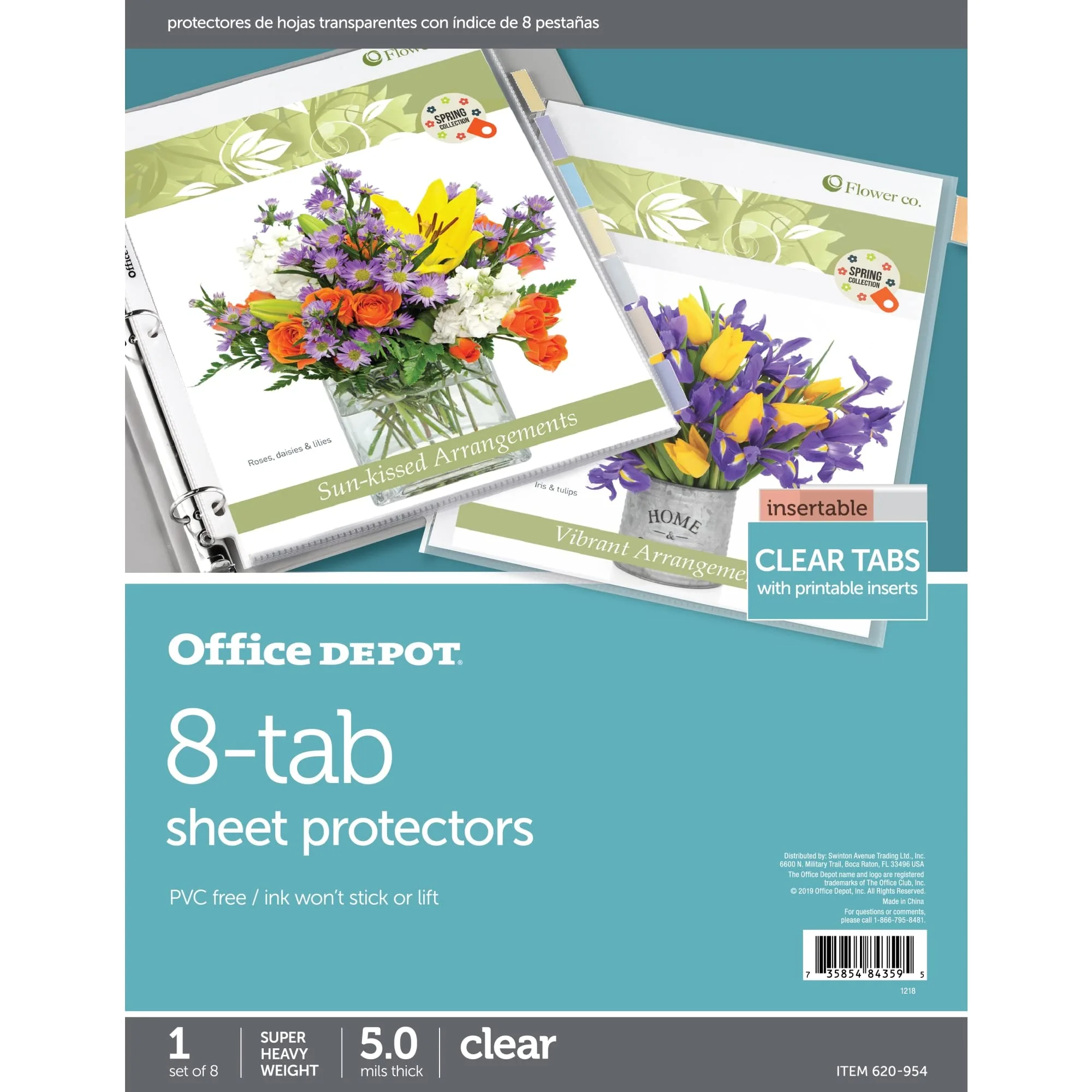 Office Depot Tabbed Sheet Protectors, 8-Tab, Clear, Letter Size