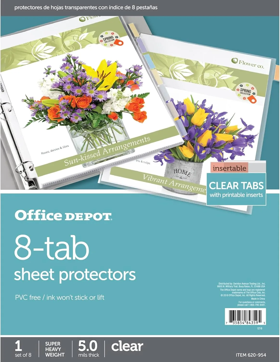 Office Depot Tabbed Sheet Protectors, 8-Tab, Clear, Letter Size
