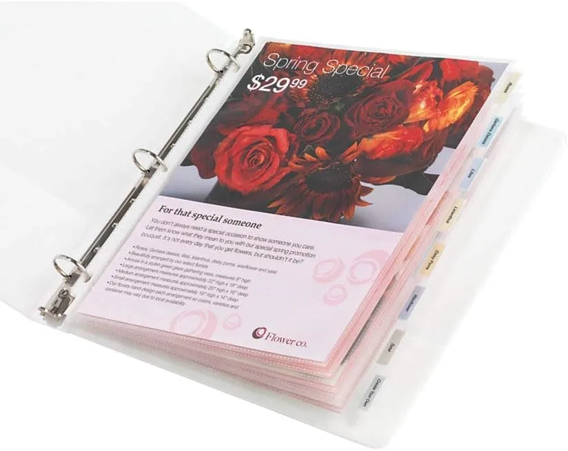Office Depot Tabbed Sheet Protectors, 8-Tab, Clear, Letter Size