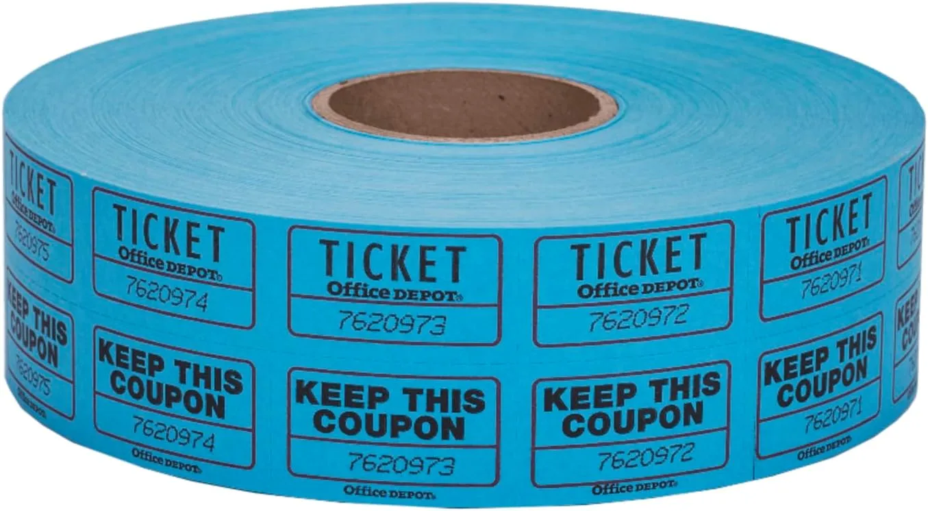 Office Depot Ticket Roll, Double Coupon, Assorted – Roll of 2,000