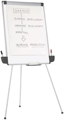 Office Depot Tripod Non-Magnetic Dry-Erase Whiteboard Easel, 29 3/8in x 44in, Gray Metal Frame