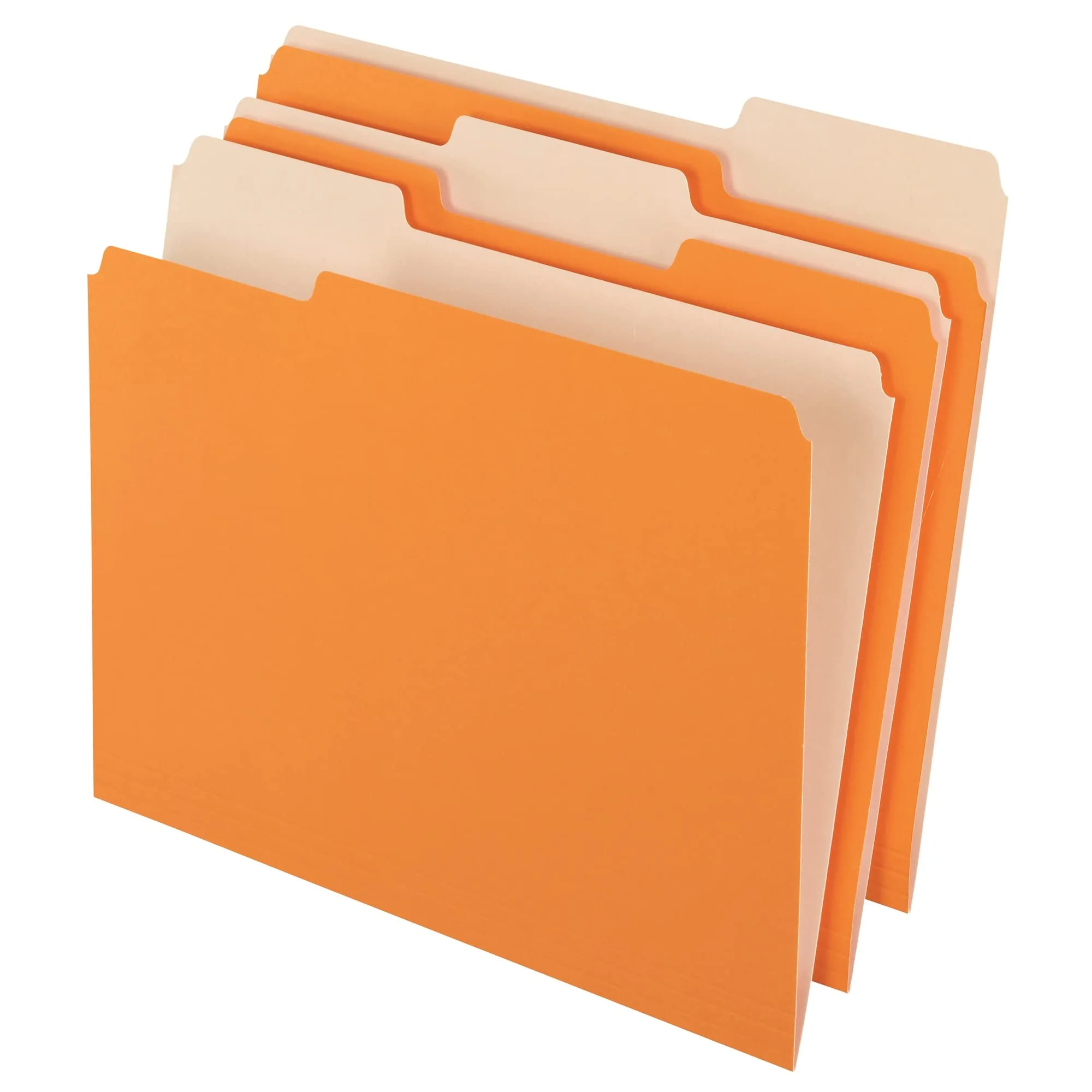 Office Depot Two-Tone Color File Folders, 1/3 Tab Cut, Letter Size, Orange, Box Of 100