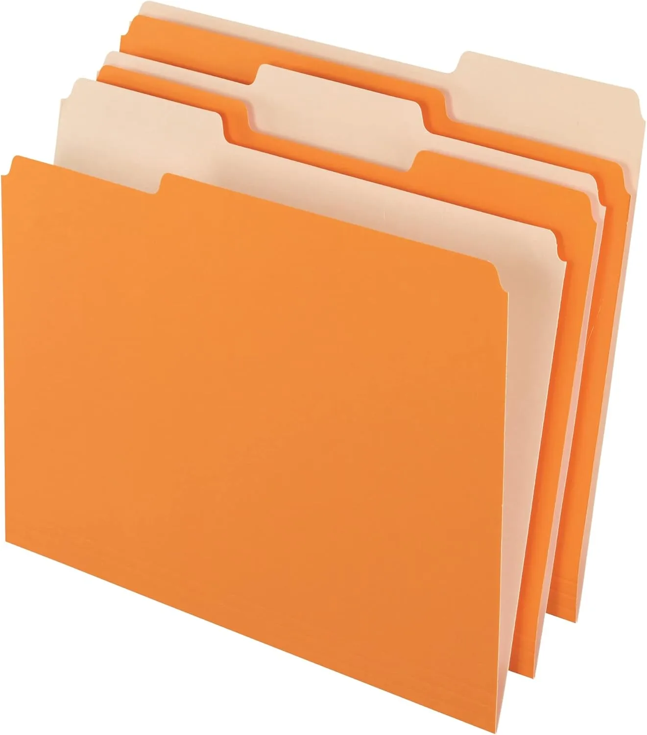 Office Depot Two-Tone Color File Folders, 1/3 Tab Cut, Letter Size, Orange, Box Of 100