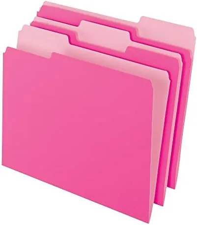 Office Depot Two-Tone Color File Folders, 1/3 Tab Cut, Letter Size, Pink, Box Of 100, OD152 1/3 PIN