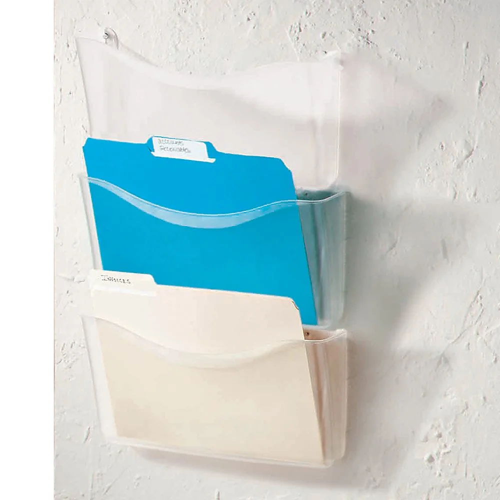 Brenton Studio Unbreakable 3-Pocket Letter-Size Wall Files, Clear, Pack Of 3, 59755