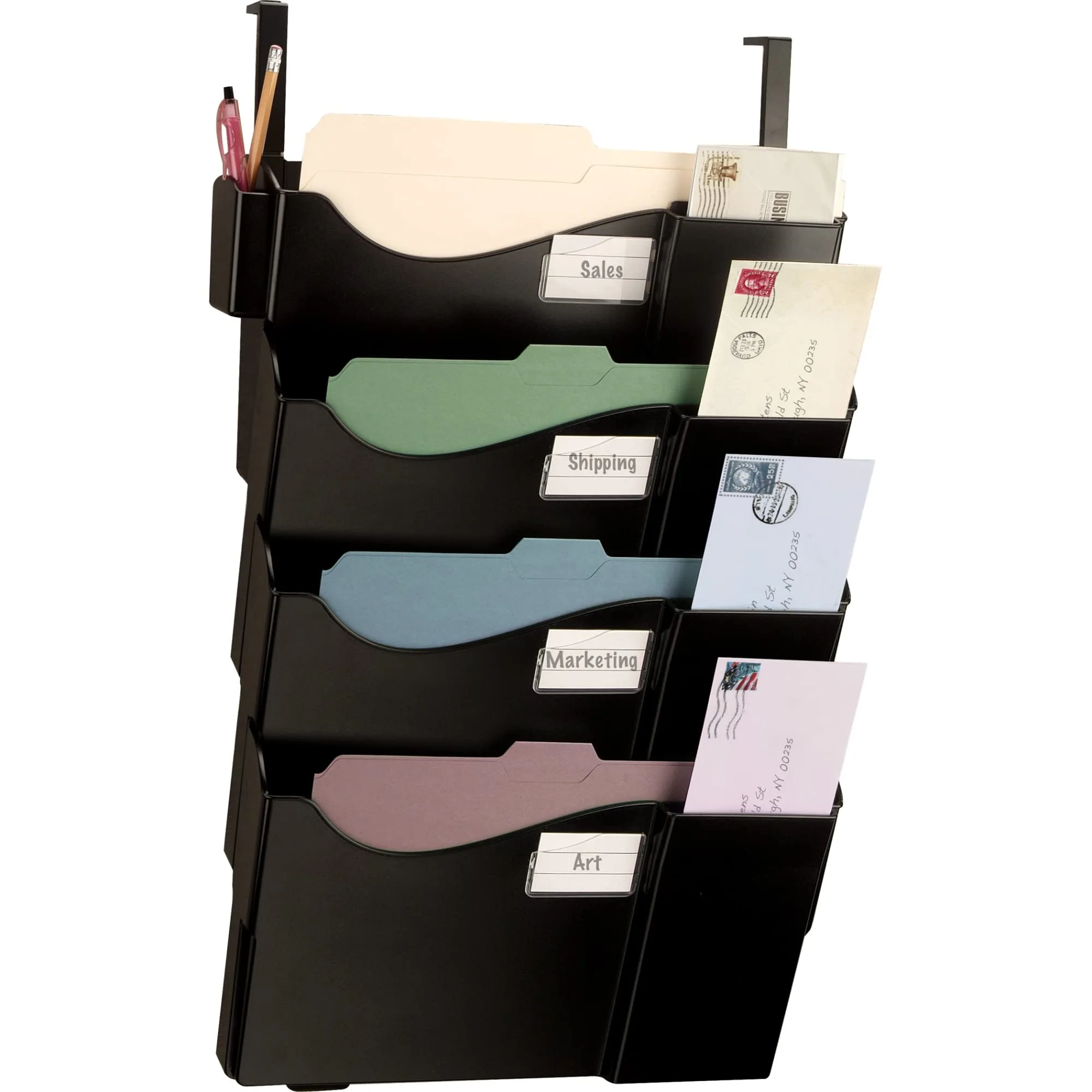 Office Depot Wall Pockets with 4 Hangers, Letter/Legal Size, Black - OD10728