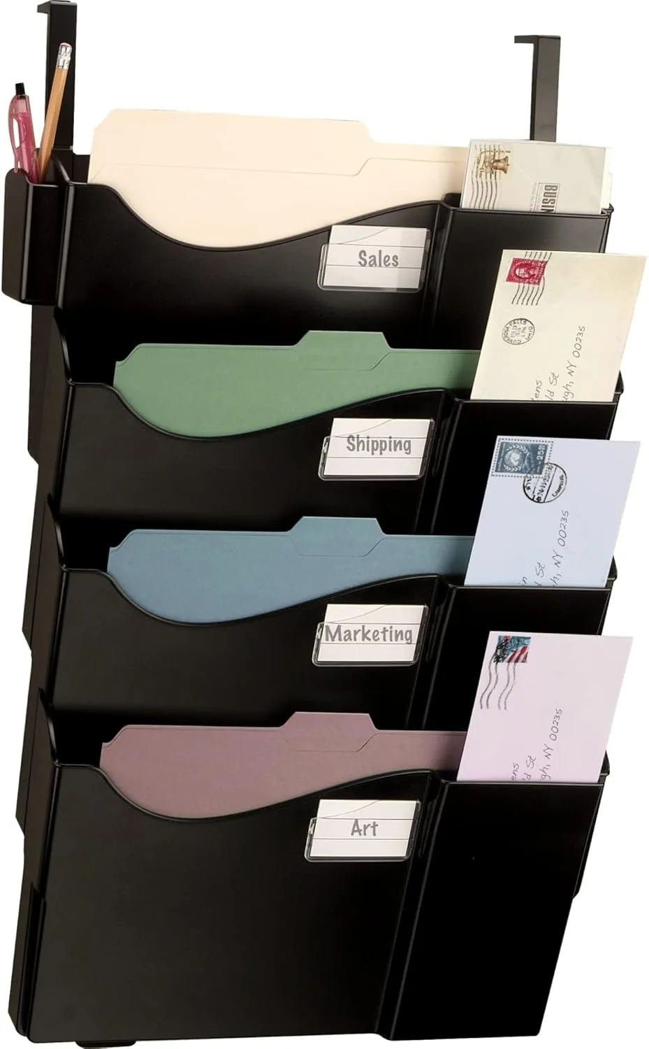 Office Depot Wall Pockets with 4 Hangers, Letter/Legal Size, Black - OD10728