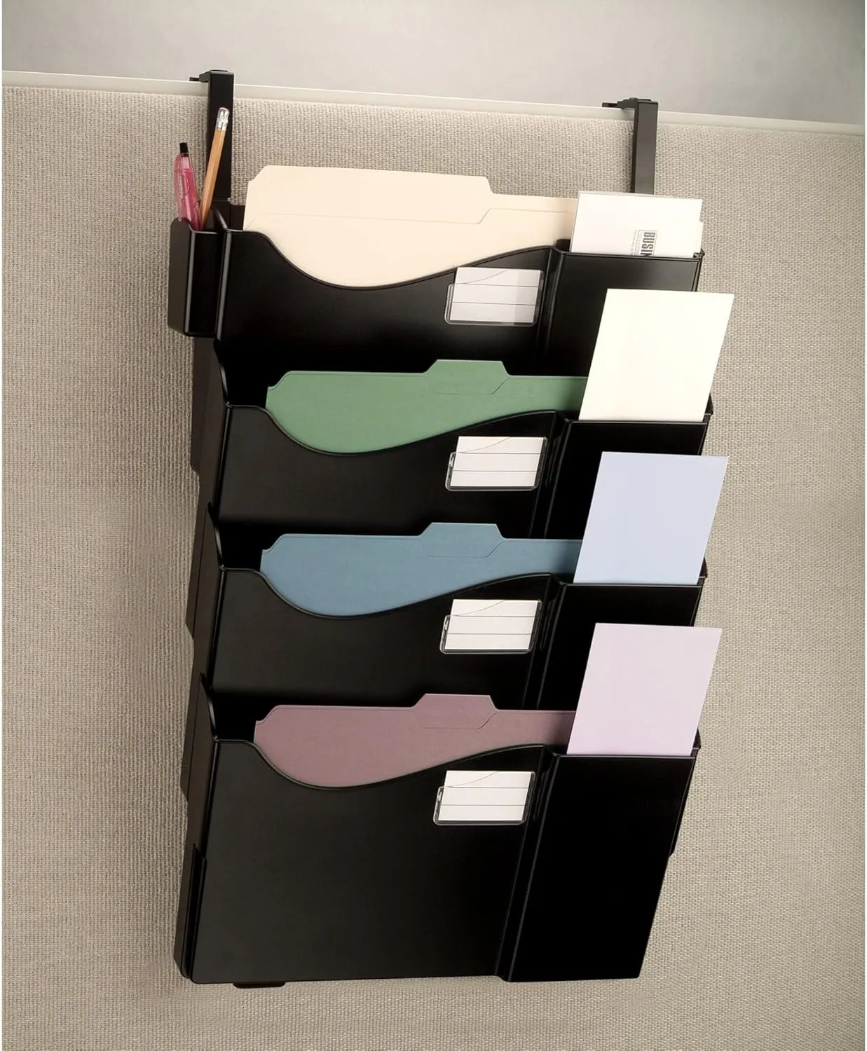 Office Depot Wall Pockets with 4 Hangers, Letter/Legal Size, Black - OD10728
