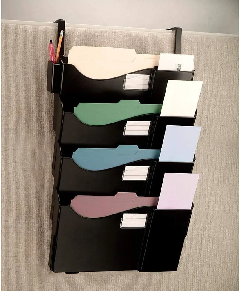 Office Depot Wall Pockets with 4 Hangers, Letter/Legal Size, Black - OD10728