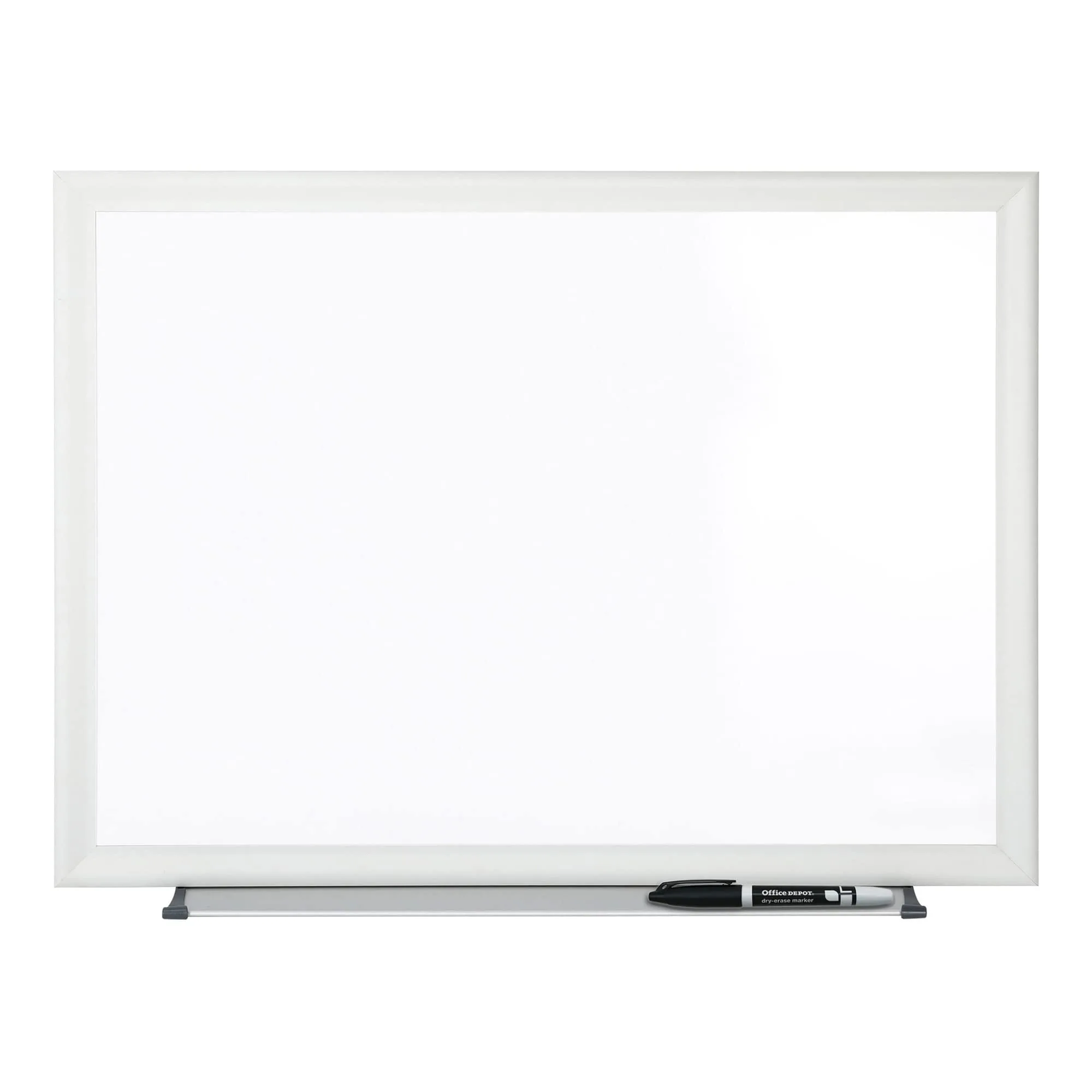Office Depot Non-Magnetic Melamine Dry-Erase Whiteboard with Aluminum Silver Frame, 24 x 36 in