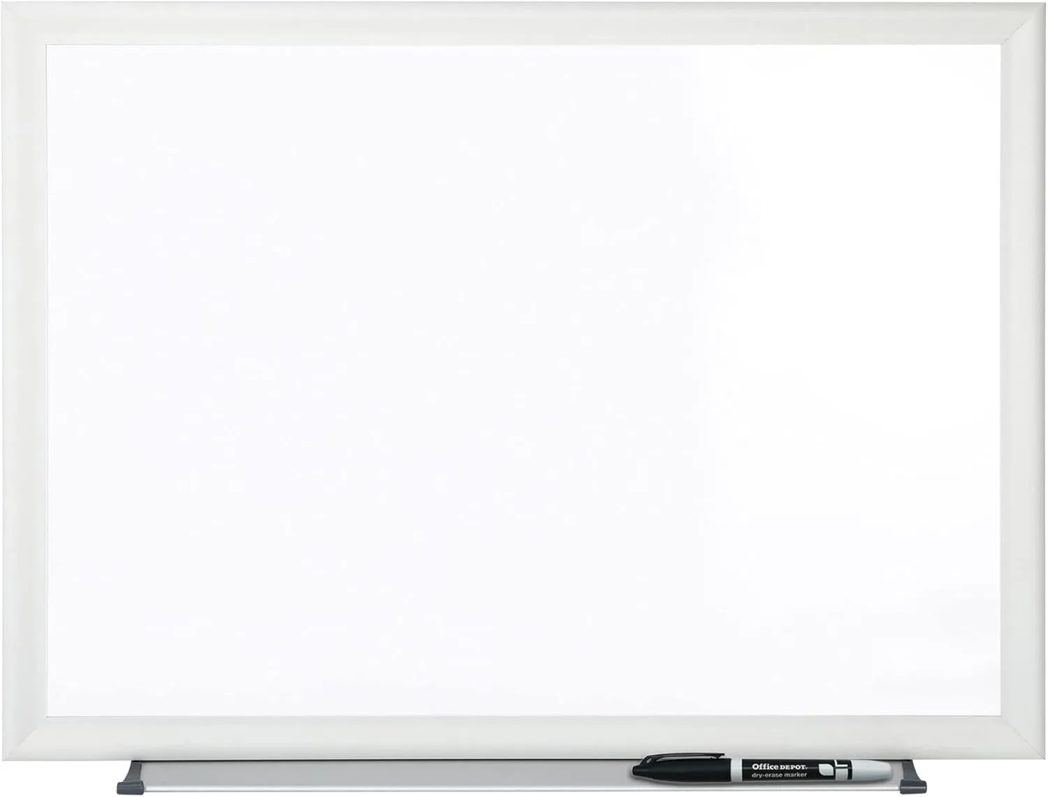 Office Depot Non-Magnetic Melamine Dry-Erase Whiteboard with Aluminum Silver Frame, 24 x 36 in