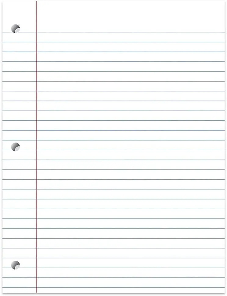 Office Depot Ruled Filler Paper, 3-Hole Punched, 16-Lb, Wide Ruled, 10.5 x 8 in, 500 Sheets