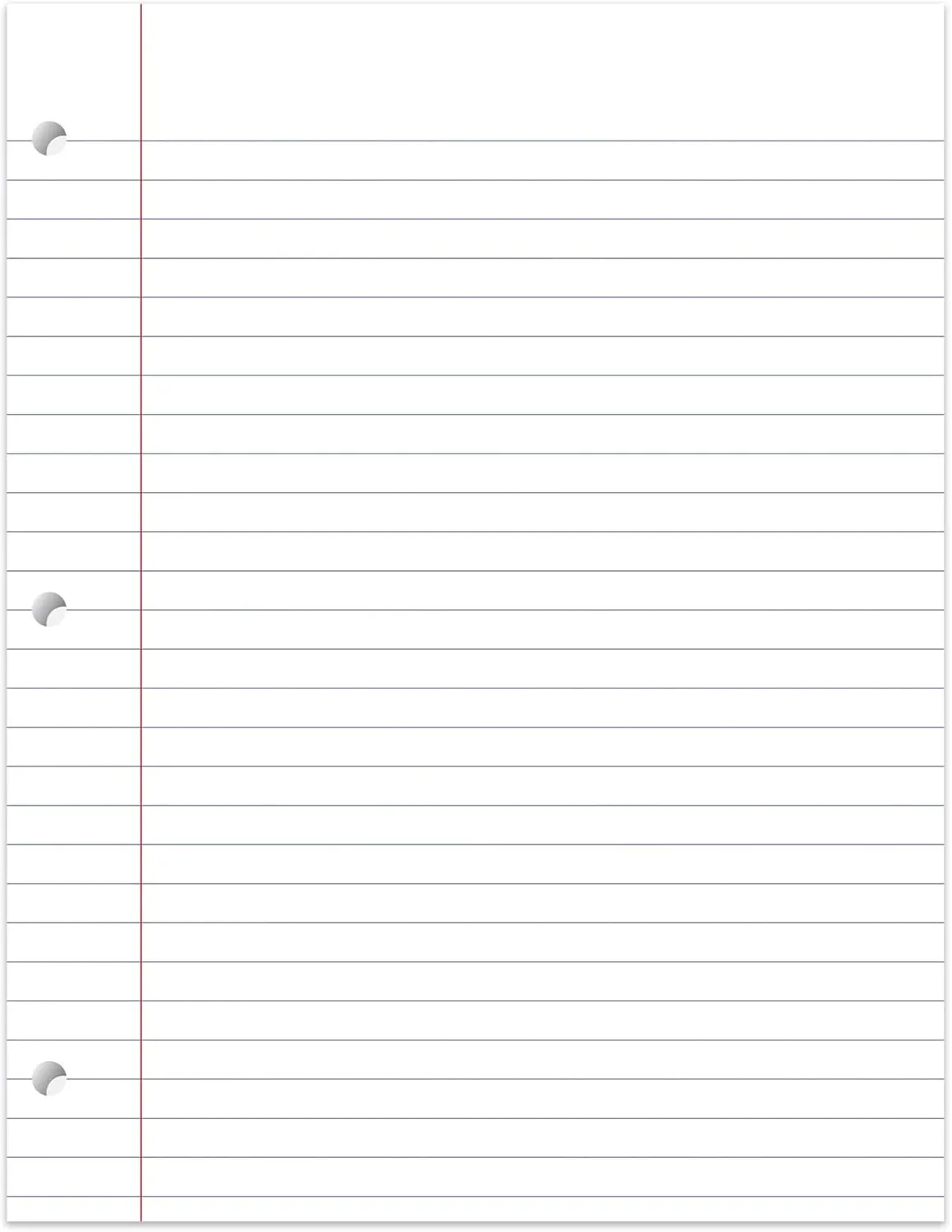 Office Depot Ruled Filler Paper, 3-Hole Punched, 16-Lb, Wide Ruled With Margin, 11in x 8 1/2in, 500 Sheets, 09228OD