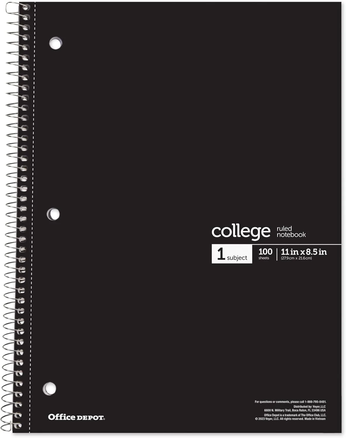 Office Depot® Wirebound Notebooks, 8 1/2" x 11", 1 Subject, College Ruled, 100 Sheets, Assorted Colors, Pack Of 6 Notebooks
