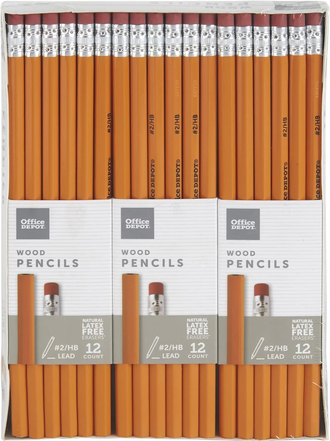 Office Depot® Brand Wood Pencils, #2 HB Medium Lead, Yellow, 12 Pencils Per Pack, Set of 6 Packs