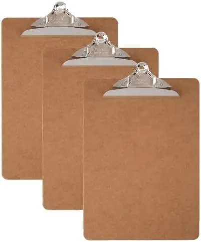 Office Depot Wood Clipboards, Letter Size 9 in x 12-1/2 in, 100% Recycled, Pack of 3