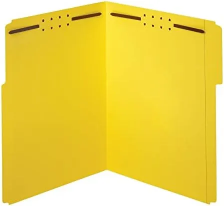 Office Depot Color Fastener File Folders, Letter Size, Yellow, Pack of 50