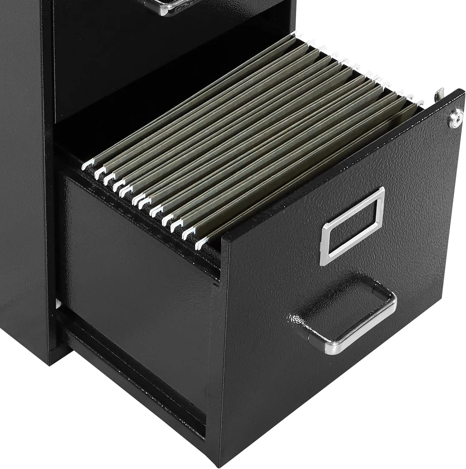Office Star 20inD Vertical 2-Drawer Locking File Cabinet, Black