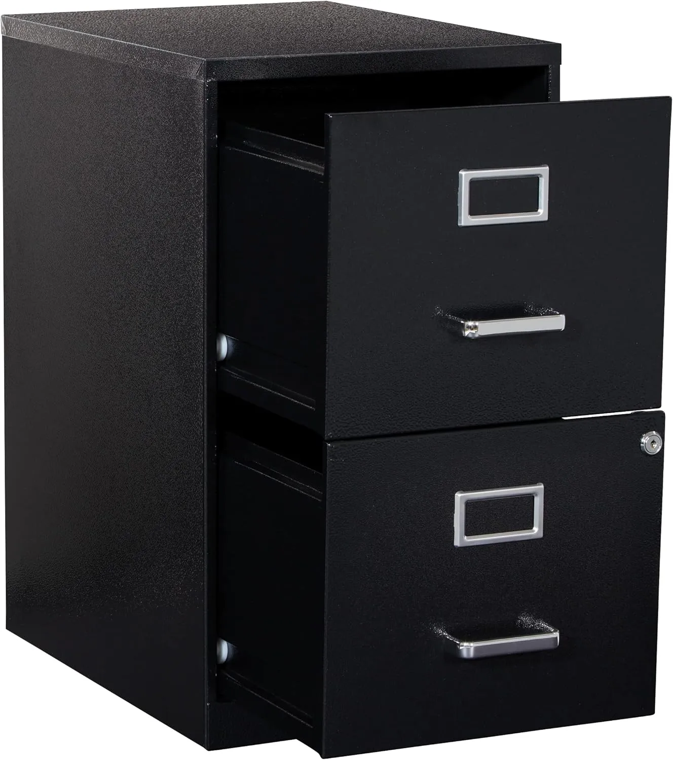 Office Star 20inD Vertical 2-Drawer Locking File Cabinet, Black