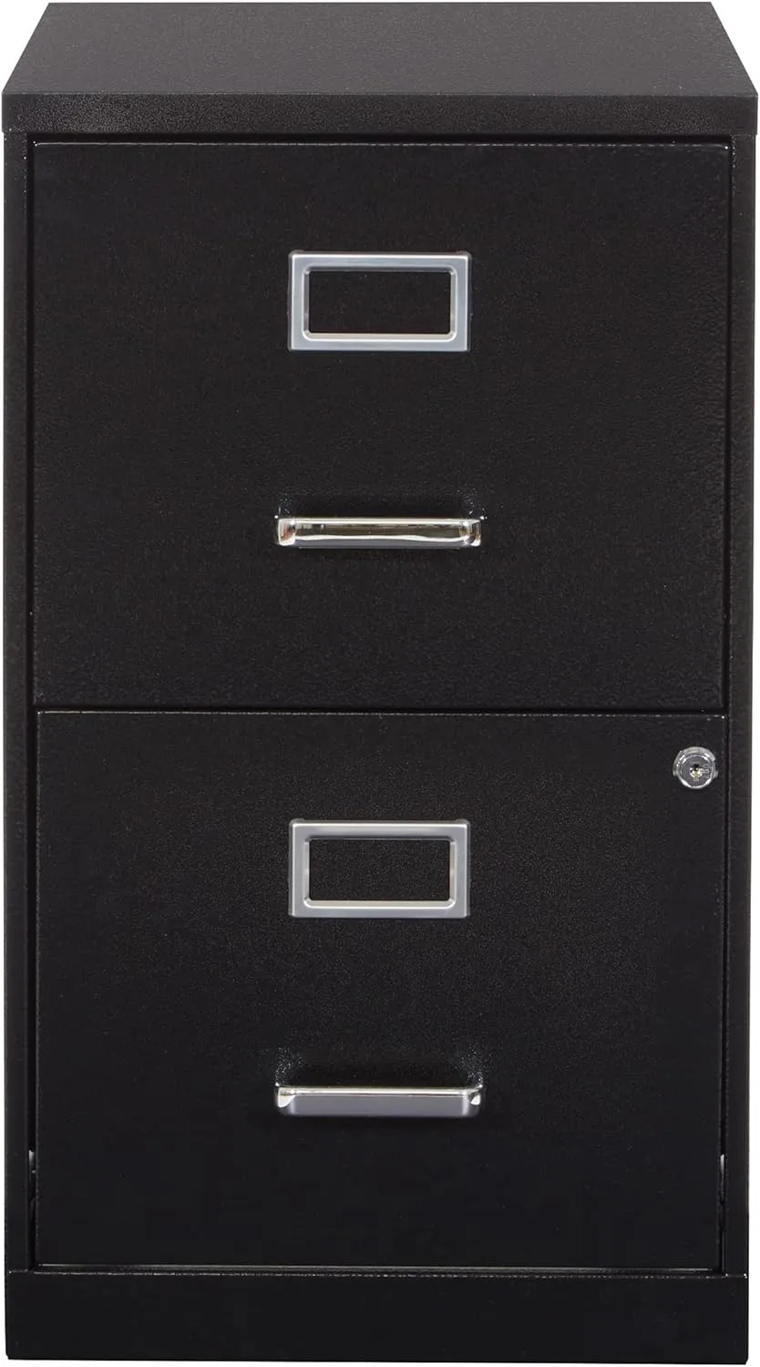 Office Star 20inD Vertical 2-Drawer Locking File Cabinet, Black