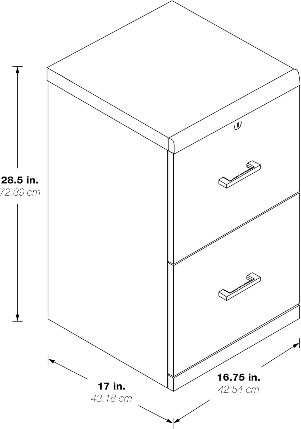 Office Star Alpine 2-Drawer Vertical File Cabinet with Locking Top Drawer and Lockdowel Fastening System