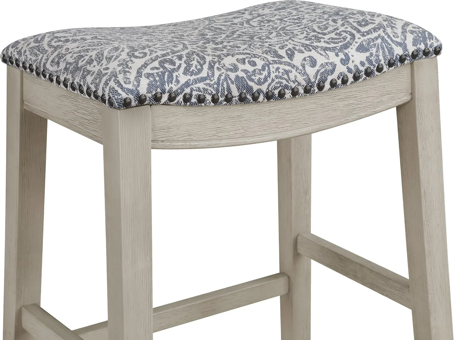 OSP Home Furnishings Metro Farmhouse Saddle Stool with Nailhead Trim, 2-Pack, 24-inch Counter Height