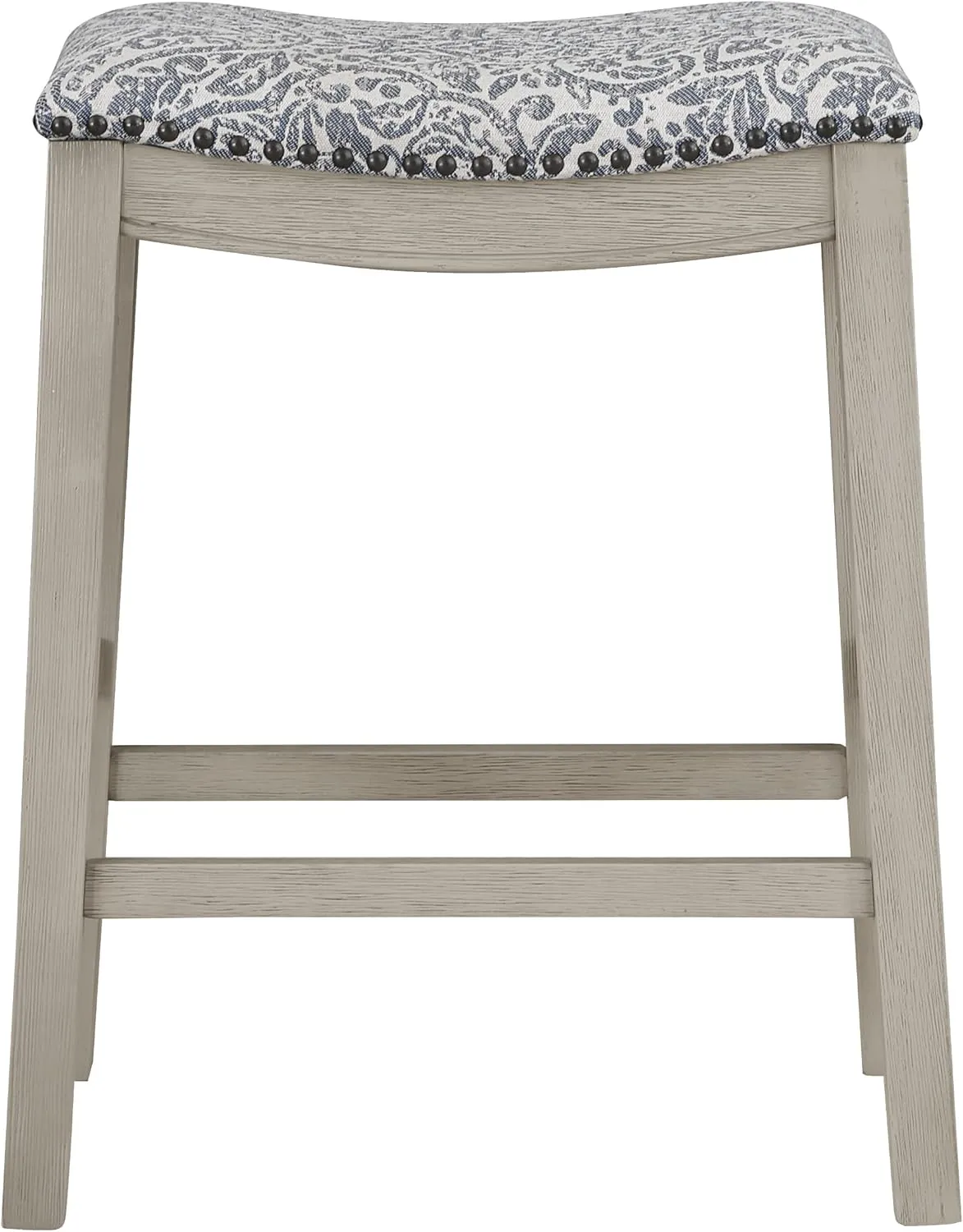 OSP Home Furnishings Metro Farmhouse Saddle Stool with Nailhead Trim, 2-Pack, 24-inch Counter Height