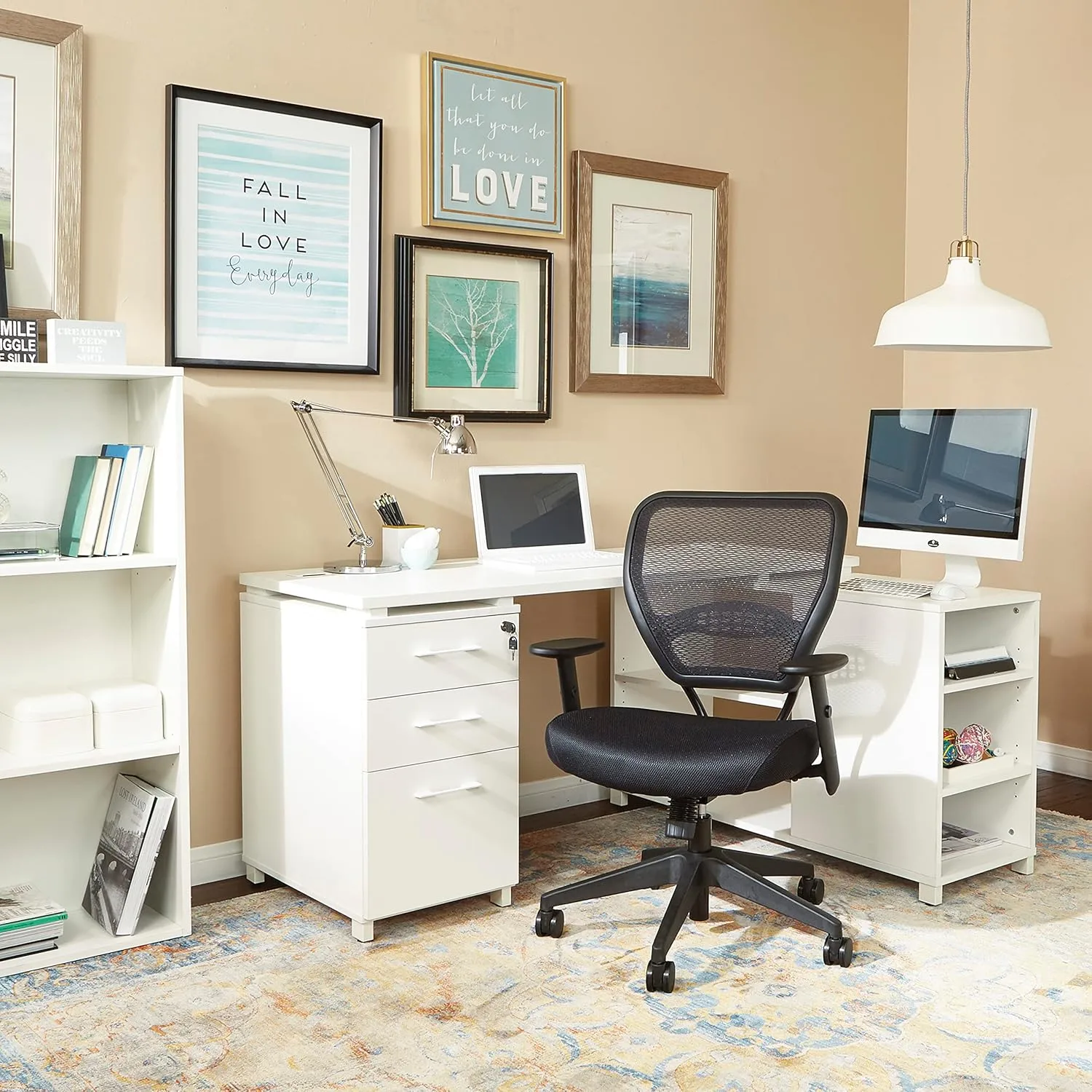 Office Star Air Grid Mid-Back Mesh Chair, Black - 20.5 x 19.5 x 42 in