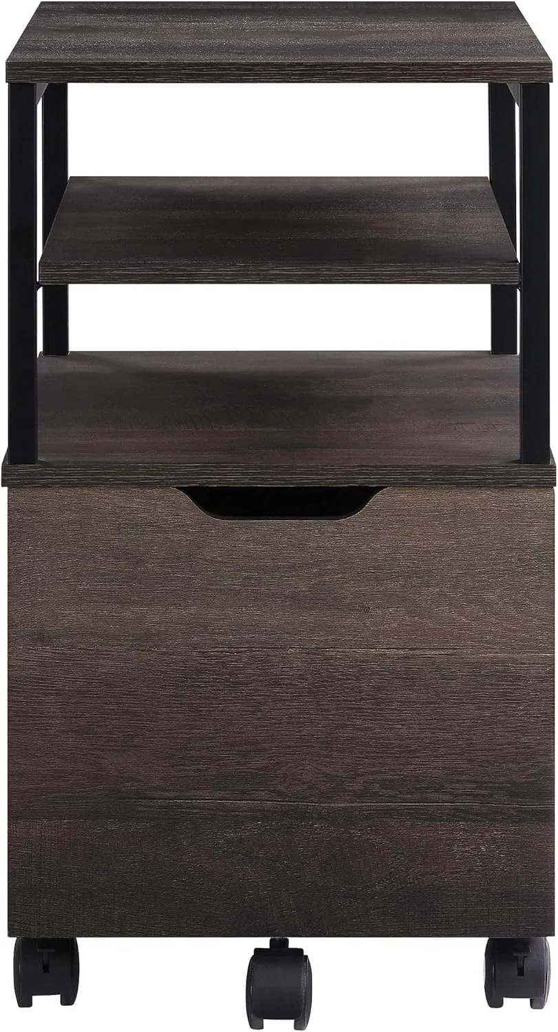 OSP Home Furnishings Contempo Mobile Cart, Ozark Ash