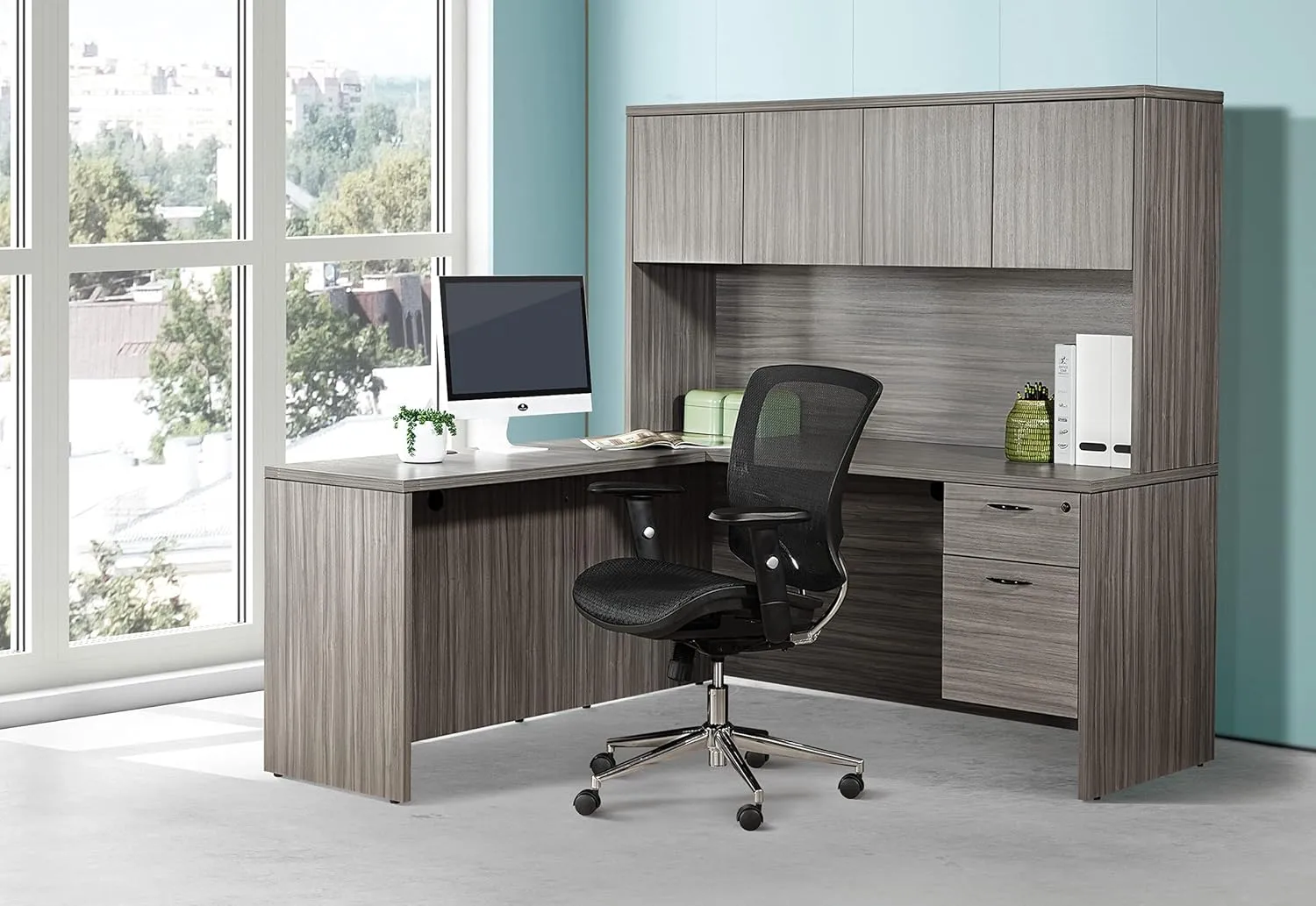Office Star Mesh Seat and Back Office Task Chair with Lumbar Support and Height Adjustable Arms