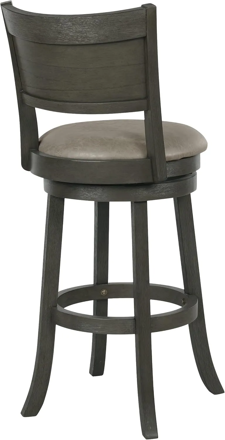 OSP Home Furnishings Metro 30" Swivel Stool with Padded Seat and Attached Foot Rest