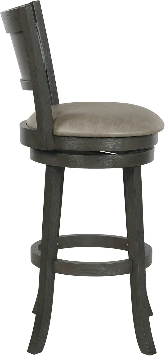 OSP Home Furnishings Metro 30" Swivel Stool with Padded Seat and Attached Foot Rest