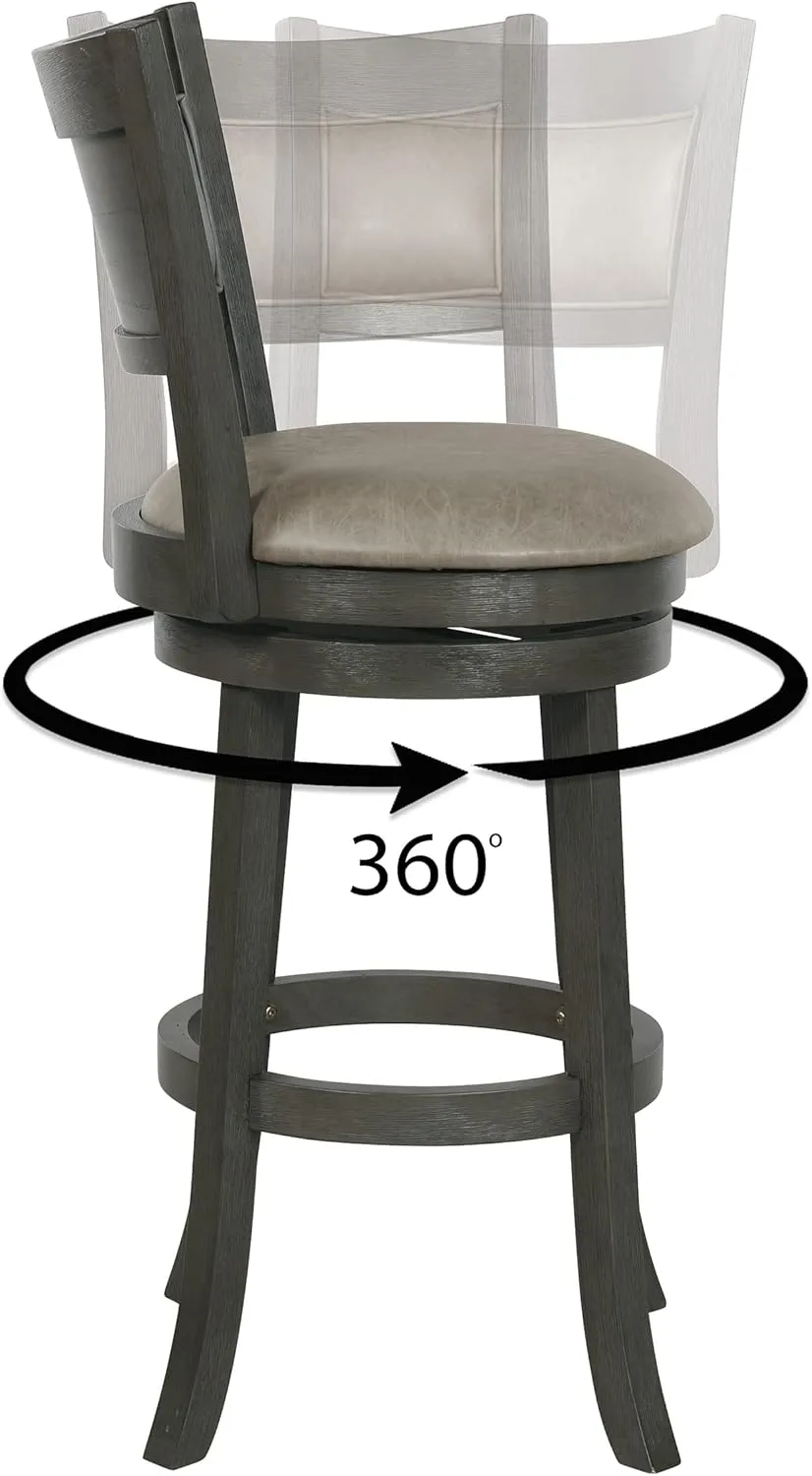 OSP Home Furnishings Metro 30" Swivel Stool with Padded Seat and Attached Foot Rest