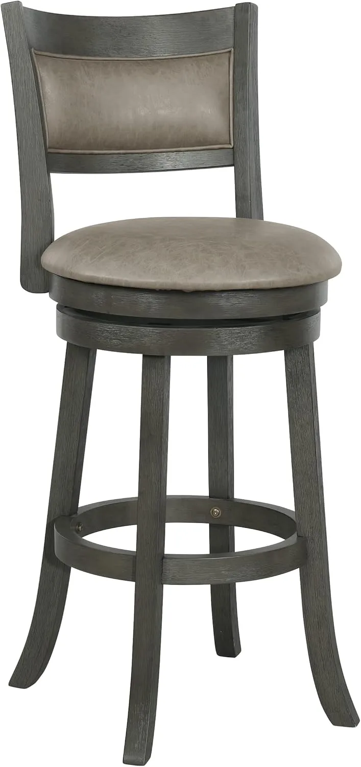 OSP Home Furnishings Metro 30" Swivel Stool with Padded Seat and Attached Foot Rest