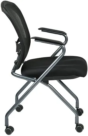 Office Star Pro-Line II Deluxe Folding Chairs With ProGrid Back, Black/Titanium, Set Of 2