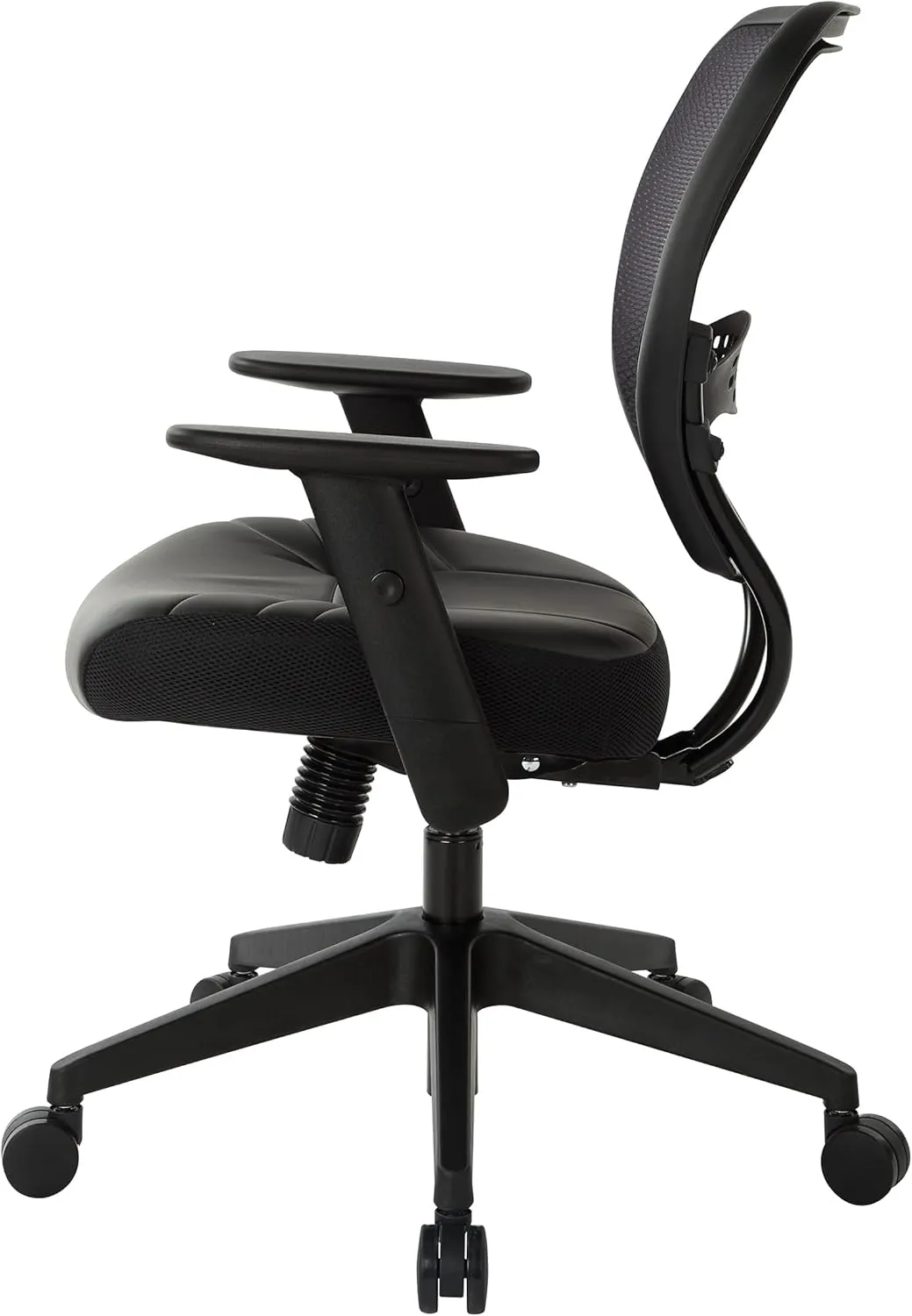 SPACE Seating Professional AirGrid Dark Back and Padded Black Eco Leather Seat, 2-to-1 Synchro Tilt Control