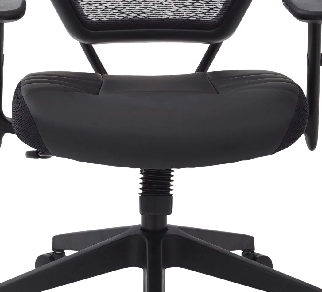 SPACE Seating Professional AirGrid Dark Back and Padded Black Eco Leather Seat, 2-to-1 Synchro Tilt Control