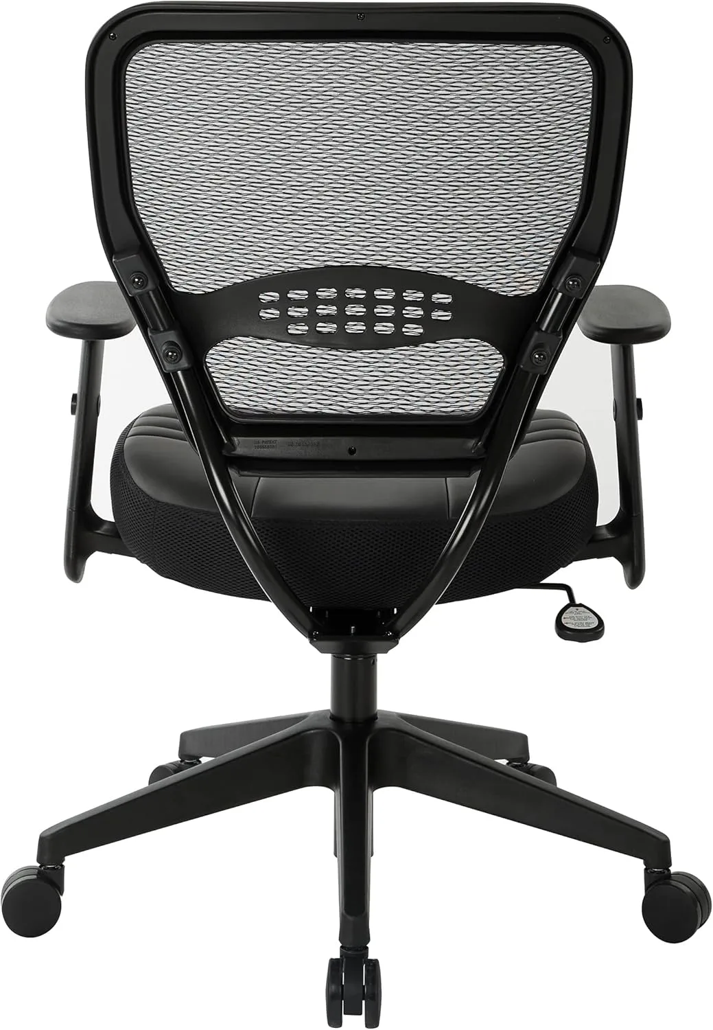 SPACE Seating Professional AirGrid Dark Back and Padded Black Eco Leather Seat, 2-to-1 Synchro Tilt Control