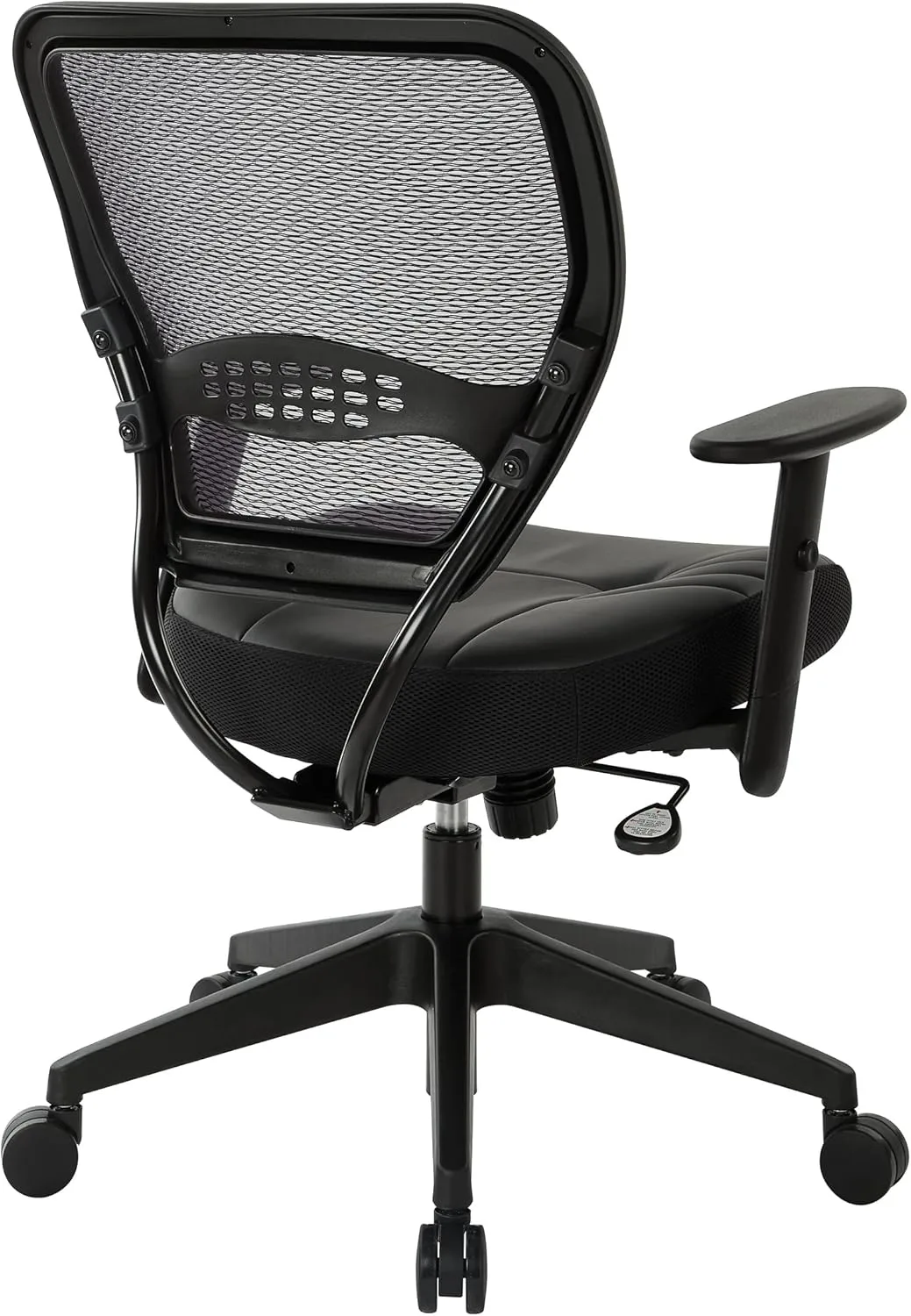 SPACE Seating Professional AirGrid Dark Back and Padded Black Eco Leather Seat, 2-to-1 Synchro Tilt Control