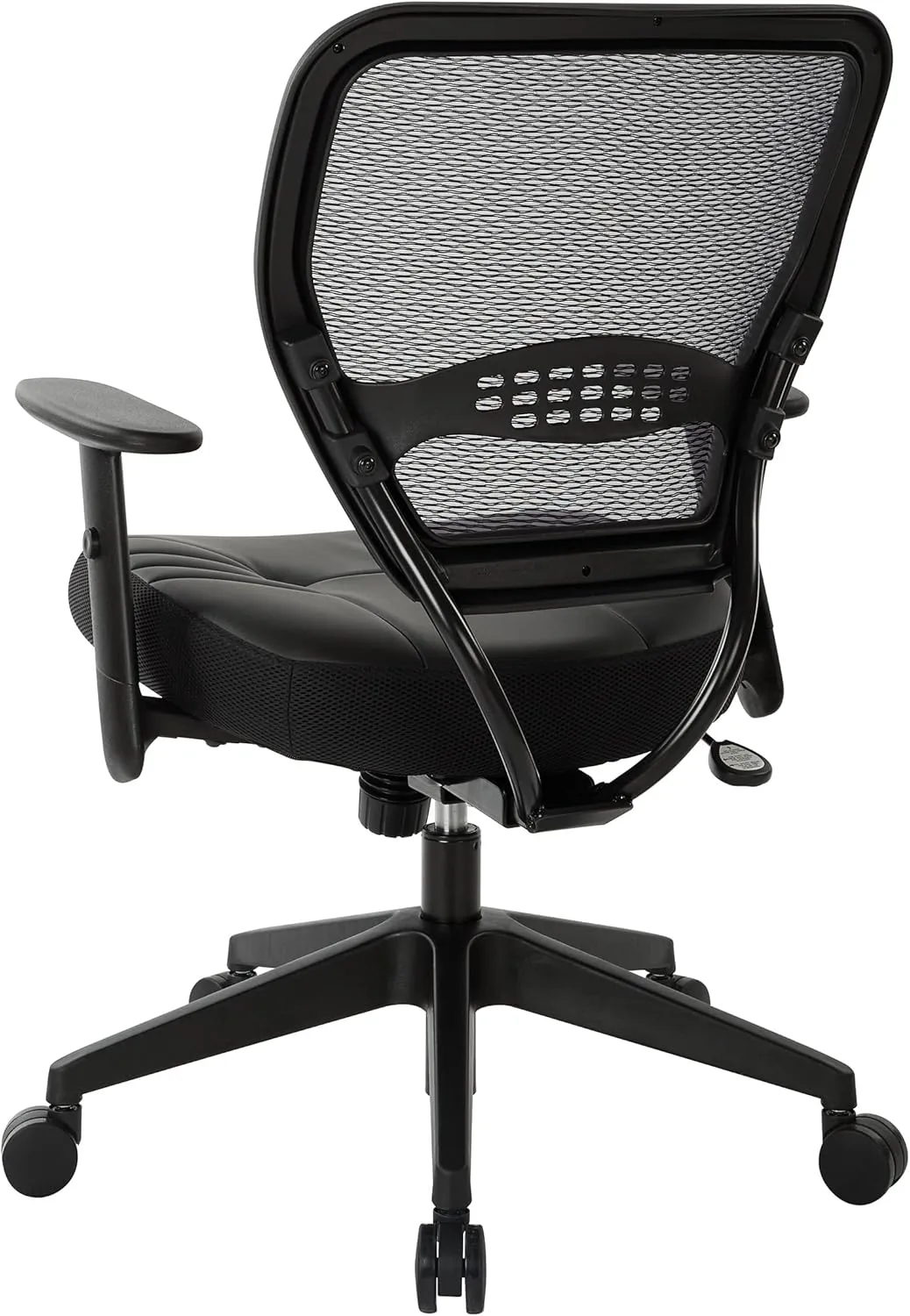 SPACE Seating Professional AirGrid Dark Back and Padded Black Eco Leather Seat, 2-to-1 Synchro Tilt Control