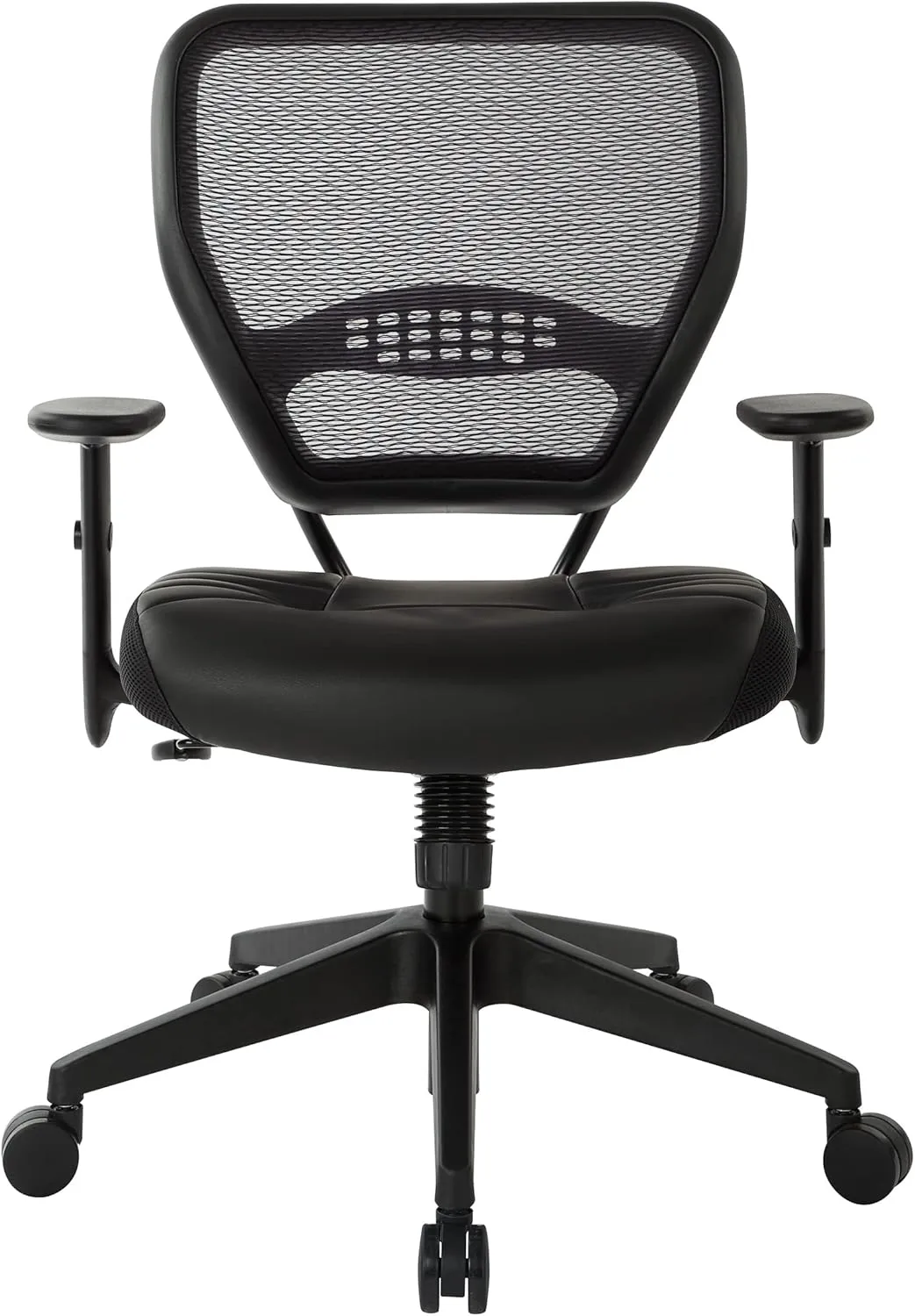 SPACE Seating Professional AirGrid Dark Back and Padded Black Eco Leather Seat, 2-to-1 Synchro Tilt Control